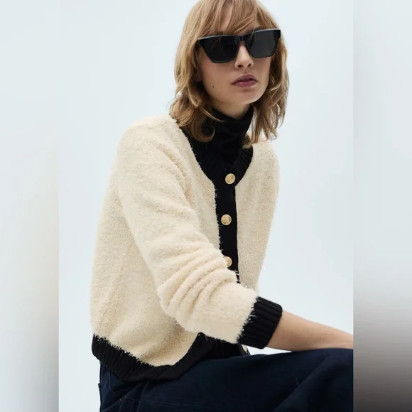 Mango cream contrasted buttons jacket NWT - Picture 4 of 7